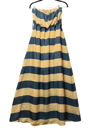 Poetry‎ Striped Maxi Dress Womens Medium Strapless Sleeveless Casual thumbnail 1