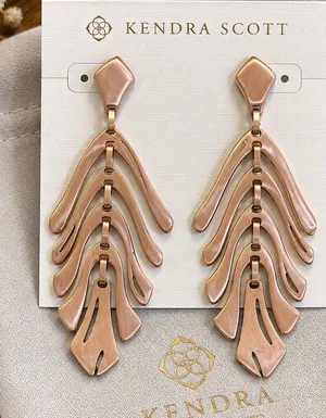 Kendra Scott Luca Statement Earrings Rose Gold Tiered Drop NWT thumbnail 1