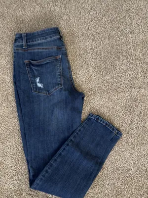 Maurices Dark Blue Distressed Skinny Jeans thumbnail 4