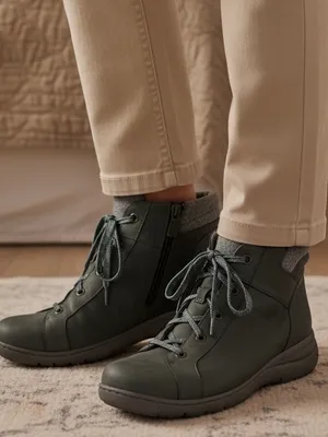 Aravon Rev Stridarc Waterproof Gray Leather Lace-Up Side-Zip Boots thumbnail 1