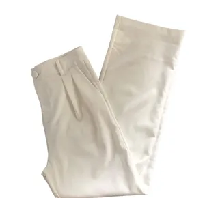 4th & Reckless High Waisted Trouser Pant Sz. 8 Ivory Pleated Pocked Wide Leg thumbnail 4