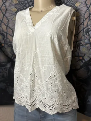 A New Day White Lace V-Neck Sleeveless Top thumbnail 3