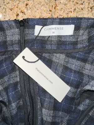 CoMMENSE Plaid Tweed Midi Skirt SPU: OA250929034 COLOR - Navy, Size Medium NWT thumbnail 9