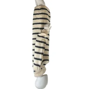 Pieces Womens Striped Quarter‎ Zip Sweater Dress Cream Black S Balloon Sleeve thumbnail 3