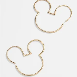 Disney x BaubleBar Mickey Mouse Outline Wire Hoop Earrings Gold NWT thumbnail 4