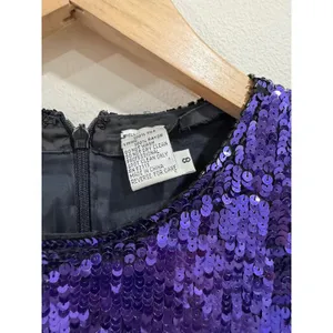 Vintage Oleg Cassini Black Tie Purple Ombre Sequin Silk Mini Dress Size 8 80s thumbnail 6
