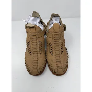 Freebird Poisn Huarache Bootie Sandals Tan Leather Woven Block Heel Womens 9 thumbnail 2