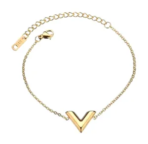 Dainty Yellow Gold Filled V-Shape‎ Bracelet, 7-9” thumbnail 1
