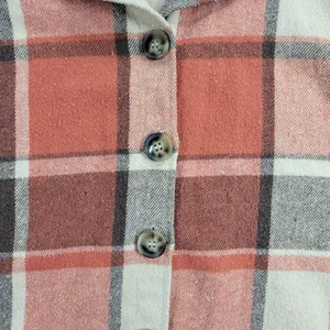Womens‎ Shirt Size M Orange Plaid Flannel Button Down Long Sleeve Shaket Casual thumbnail 10