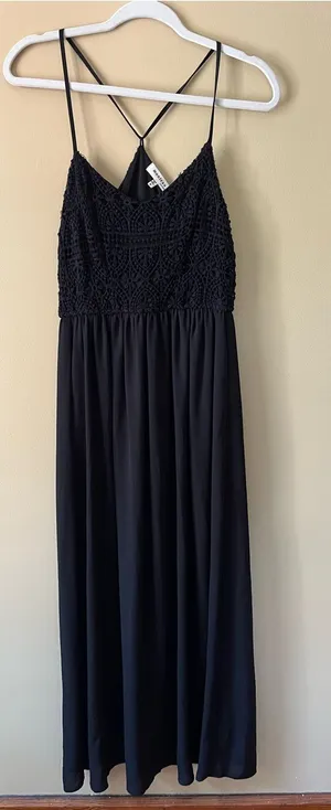 Monteau Black Crochet Bodice Maxi Dress thumbnail 1