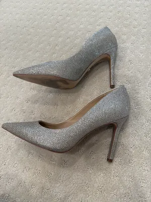 Sam Edelman Silver Glitter Pointed Toe Stiletto Pumps Size 7.5 thumbnail 6