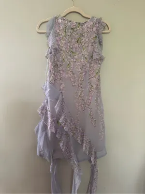 Elliatt Lilac Ruffle Mini Dress with Floral Embroidery thumbnail 4