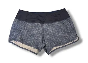 Lululemon Speed Short 2.5" Womens 6 Blue Gray Geometric Running Athletic Shorts thumbnail 1