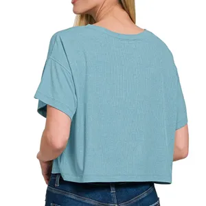 ✨NWT Zenana Ribbed Round-Neck‎ Crop T-Shirt thumbnail 2