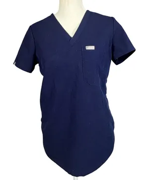 FIGS Technical Collection Scrub Top Womens XXS Navy Blue V Neck Medical Uniform thumbnail 1