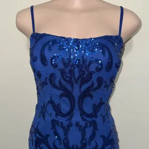 Blue Sequin Dress short woman size 4 wedding party nightclub homecoming thumbnail 2