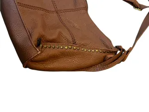 The Sak 100% Leather Crossbody Bag Cognac Brown Studded Boho Rustic Casual thumbnail 4