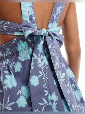 NWT Free People Meet Me in Maui Blue Purple Floral Mini Dress L thumbnail 6