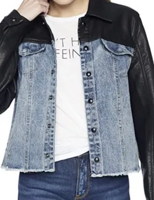 Blank NYC Faux Leather Denim Hybrid Jacket thumbnail 1