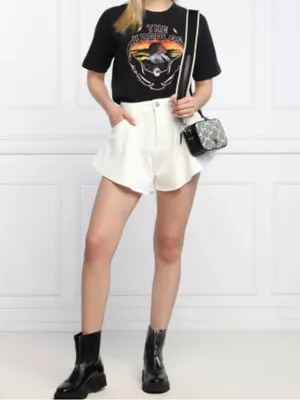 Pinko Off-White Calma Denim Butterfly Jean Shorts High-Waist Country Boho Sz 32 thumbnail 4