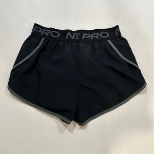 Nike Pro Dri-Fit Running Shorts Black Gray Trim Athletic Women’s Medium thumbnail 4