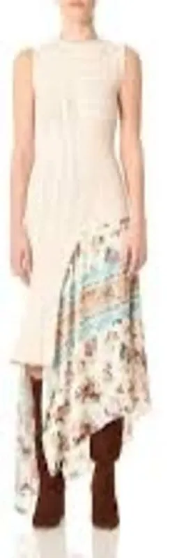 AMUR Eleanor Asymmetric Floral‎ Silk Blend Midi Dress Ivory Size S thumbnail 1