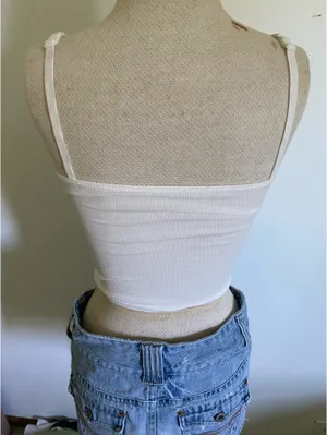 White Crop Top Shein thumbnail 3