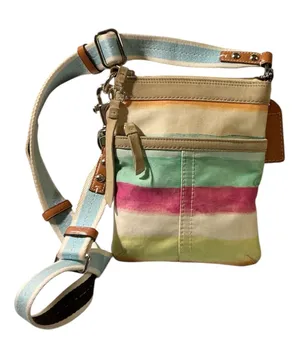 Vintage Coach Hampton Watercolor Stripe Swingpack Crossbody Bag 10718 Y2K Pastel thumbnail 1