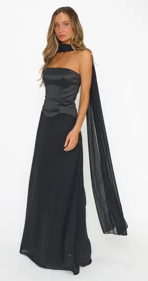 Show Me Your Mumu Jules Maxi Dress size Large L Black chiffon corset nwot thumbnail 1
