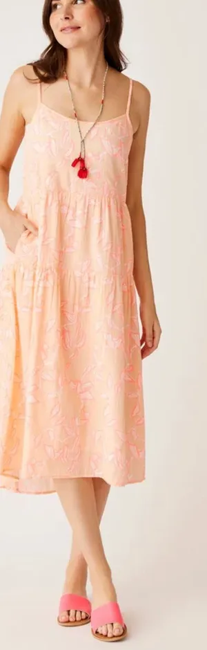 Carve Designs JACEY TEXTURED DRESS Peach Tiered Spaghetti-Strap XS NWT thumbnail 1