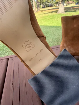 Ann Taylor Brown Suede Square Toe Sculptural Heel Boots Size 9 thumbnail 9