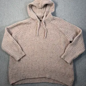Aerie Women's Medium Beige Flecked Rib Knit Hooded Sweater Pullover Hoodie thumbnail 1