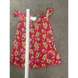 MIKEN Swim Cover-Up Dress 1X Poppy Red Citrus Floral Tie Straps Sheer‎ thumbnail 5