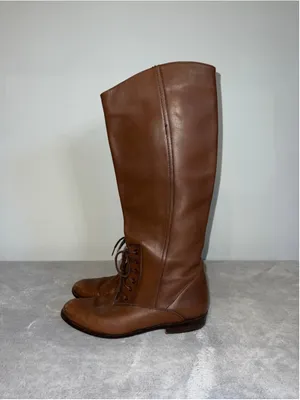 Vintage Half Lace Brown Riding Boots Size 7 thumbnail 4