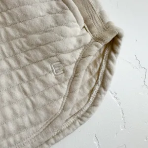 Everlane | Organic Cotton Quilted High-Rise Shorts in Parchment‎ Cream thumbnail 6