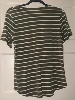Old Navy Olive Green & White Striped Short Sleeve Tee thumbnail 2