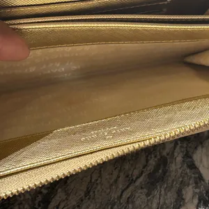 Kate Spade Cream Leather Clutch with Gold Accents thumbnail 8