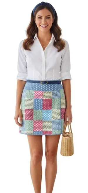 Vineyard Vines Patchwork 100% Cotton Faux Wrap Skirt 4 Nautical Preppy Vacay thumbnail 1