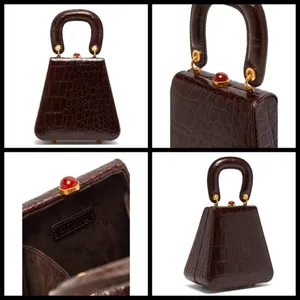 💕STAUD💕 Kenny Bag Brown Crocodile Embossed thumbnail 9