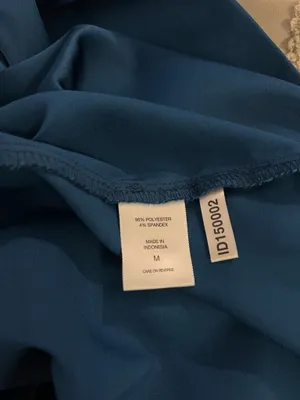 New York & Company Teal satin blouse thumbnail 5
