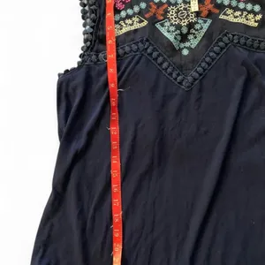 Rich and Beautiful size large Navy Embroidered Sleeveless Top boho Cottagecore thumbnail 6