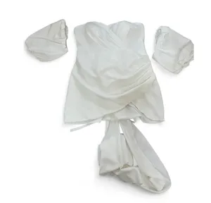 NWT Miss Veil Off-White Mini Dress Puff Sleeve Corset Bow Bridal thumbnail 3