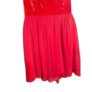 Free People Vibrant Red Crushed Velvet Party Mini Baby Doll Dress Sz‎ 8 thumbnail 7
