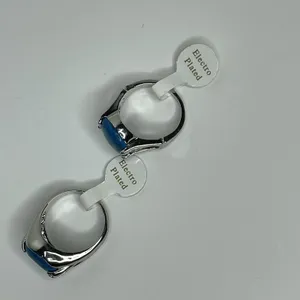 Size 20 Cocktail Ring Silver Tone Turquoise Teal Colored‎ Faux Stone Boho thumbnail 4