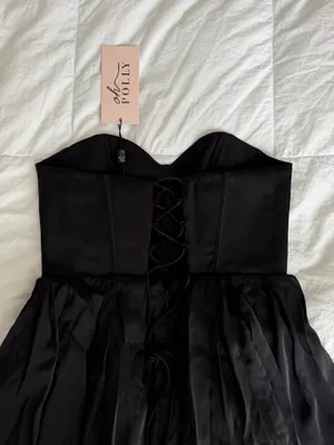 Brand-new Oh Polly black satin mini dress with tags thumbnail 5