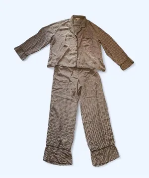 Geometric pattern brown lounge set blouse and pants size M by H&M thumbnail 1