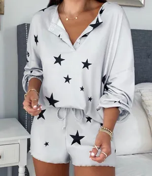 Long Sleeve Pajama Two Piece Shorts and Top Soft Pajama Set Size Small thumbnail 1