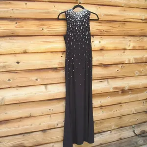 MAC DUGGAL 2260 Black High Neck Sleeveless Beaded Jersey Fitted Gown Size 6 thumbnail 7