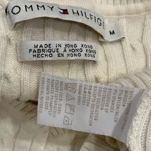 VTG 90s Tommy Hilfiger Womens Cream Cable Knit V-Neck Sweater Preppy Classic Med thumbnail 8