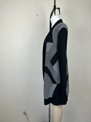 Laura Ashley Women’s Open Lon Cardigan Sweater Sz S Black /Grey thumbnail 3